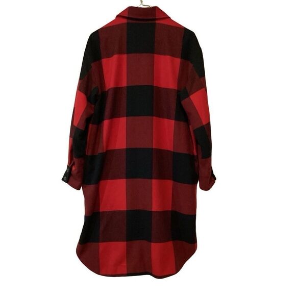 H&M Plaid Oversized Shirt Jacket Shacket Red Black Small Blogger Favorite - Picture 6 of 15